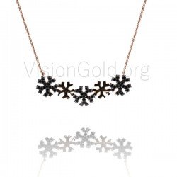 VisionGold.org® Collar de regalo de copo de nieve de Navidad |Collar hecho a mano