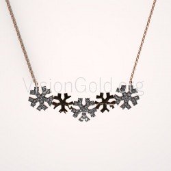 Christmas Crystal Snowflake Necklace, Silver Chain w/Charm Pendant Jewelry Gift New