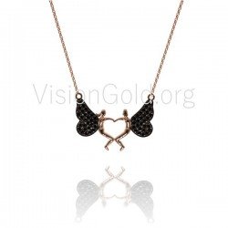 Серебряное ожерелье с ангелом в виде сердца - Серебряное ожерелье ко Дню святого Валентина