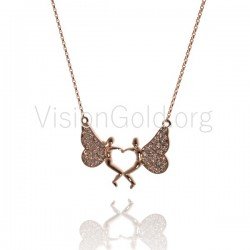 Ángel corazón - Collar de plata para el Día de San Valentín