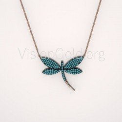 Κολιέ Λιβελούλα Ασήμι 925 Επιπλατινωμένο Με Ζιργκόν-Κολιέ Λιβελούλα-Γυναικεία Κοσμήματα