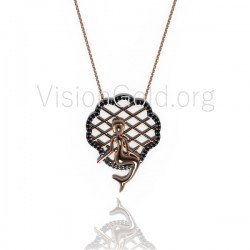 Серебряное ожерелье русалка 0110