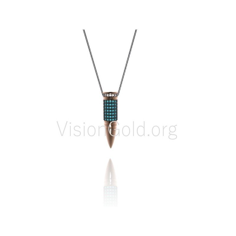 Women Bullet Necklace With Zircon - Stylish Bullet Pendant