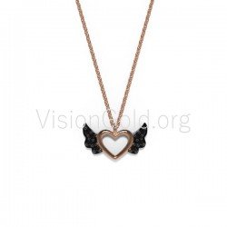 Ασημένιο Κολιέ Καρδιά,Κολιέ Καρδιά Με Φτερά,Κολιε Καρδια Ασημι,Γυναικείο Κολιέ Καρδιά Με Ζιργκόν