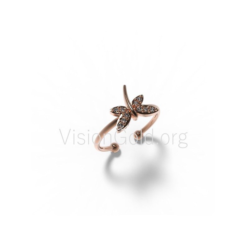 Женское серебряное кольцо со стрекозой ручной работы с