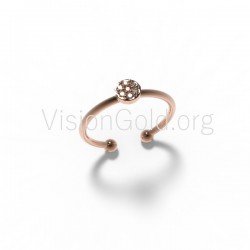Женское кольцо из серебра 925 пробы или золота 9 карат с открывающейся застежкой из циркона 0399