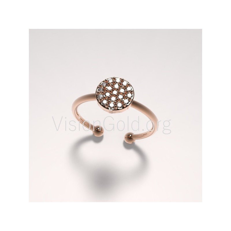 Anillo minimalista para mujer en oro de 14 k o plata 925 con circón