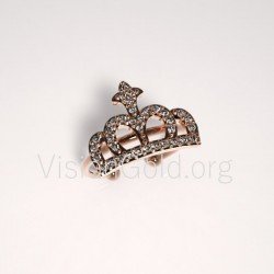 Серебряное кольцо с короной ручной работы с застежкой из серебра или золота 0407