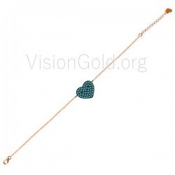 Minimalist Heart Bracelet♥Silver Bracelet Gold Plated♥Heart Bracelet Zircon Stones♥Heart Romantic Bracelet♥Gift For Her 0010