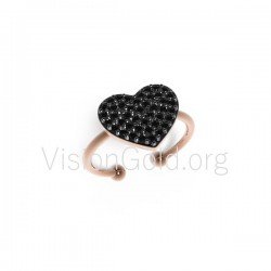 Anillo de mujer en plata 925 u oro de 9 quilates con diseño de corazón y piedras de circón 0404