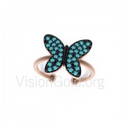 Rose Gold Silver Ring - Silver Butterfly Ring - Rose Gold Ring