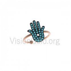 Hamsa Ring, Sterling Silver,Hand of Fatima Ring, Dainty Midi