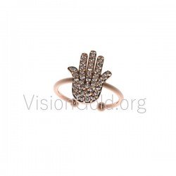 Hamsa Ring, Sterling Silver,Hand of Fatima Ring, Dainty Midi