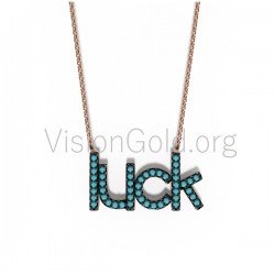 Sterling Silver Good luck Word Charm,Gold Plated Luck Word Pendant