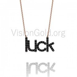 Sterling Silver Good luck Word Charm,Gold Plated Luck Word Pendant