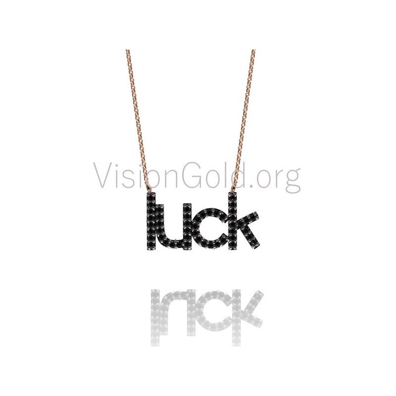 Sterling Silver Good luck Word Charm,Gold Plated Luck Word Pendant