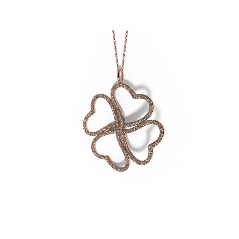 Κολιέ Με Σχέδιο Καρδιά-Κολιέ Καρδιές Τετράφυλλο-Κοσμήματα Καρδιά-Κολιέ Σε Σχήμα Καρδιάς