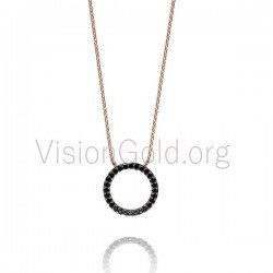 Circle Diamond Pendant Necklace, Solid Gold Necklace, Round Necklace,Eternity Necklace