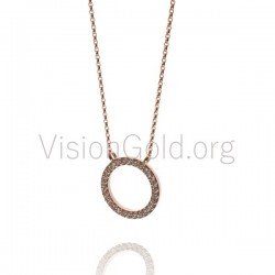 Circle Diamond Pendant Necklace, Solid Gold Necklace, Round Necklace,Eternity Necklace