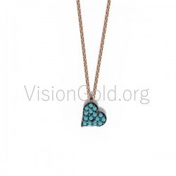 Серебряное ожерелье в виде сердца-Сердце Дизайн Ожерелье-Сердце Подвеска-Женское сердце Ожерелье