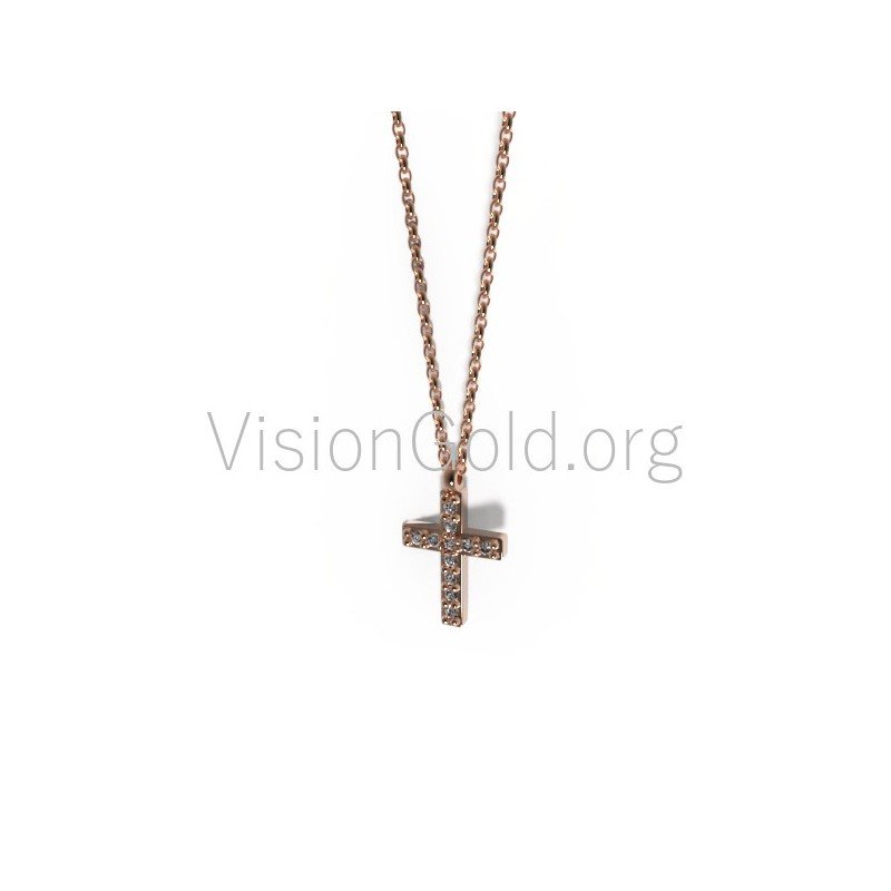 Collar con colgante de cruz, pequeño colgante de cruz pequeña, capas, cruz de oro, joyería religiosa