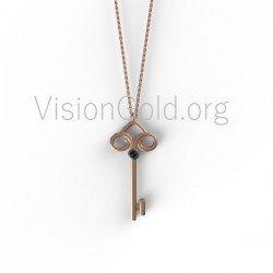 Gold Key Necklace, Key Necklace, Silver Key Necklace, Love Heart Key Necklaces, Key Pendant Necklace