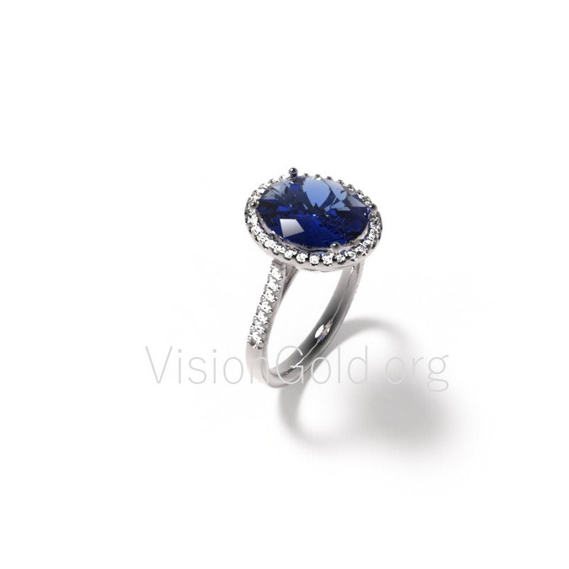 Ring with sapphire and diamonds 0123