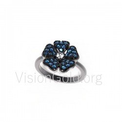 Flower ring with sapphires and diamonds 0317