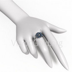 Δαχτυλίδι λουλούδι με ζαφείρια και διαμάντια 0317