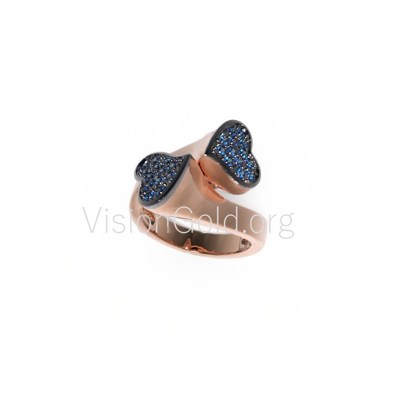 Anillo corazones con diamantes 0097