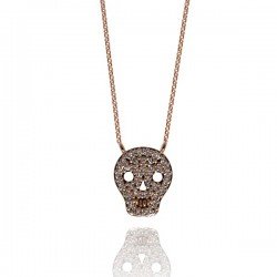 Collar de calavera de plata esterlina-joyería de esqueleto delicado-collar de calavera de oro-collar gótico 0036