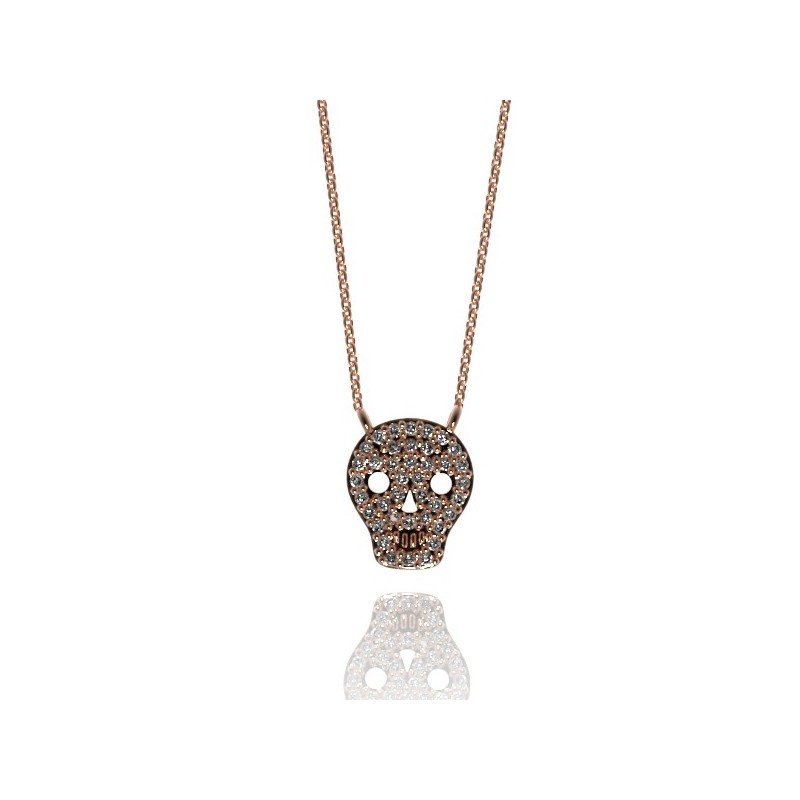 Ожерелье с черепом из стерлингового серебра-Изящные украшения со скелетом-Золотое ожерелье с черепом-Готическое ожерелье