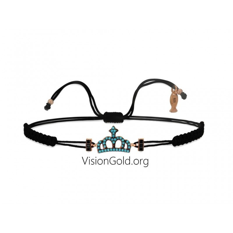 Visiongold.Org® Pulsera de corona de oro para mujer|Pulsera de corona de oro rosa