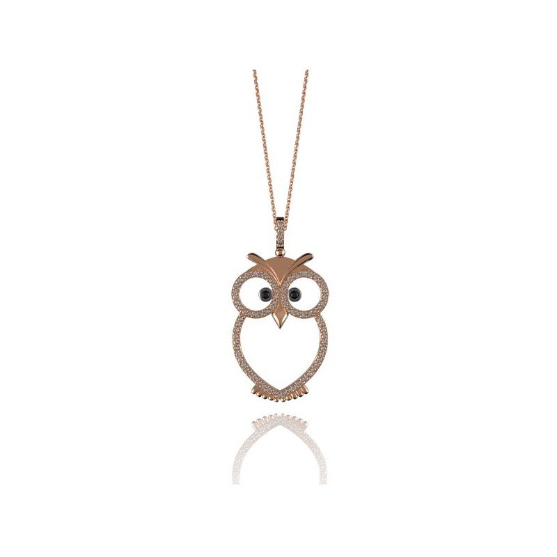 925 Sterling Silver Rose Owl Necklace,Owl Necklace, Owl Pendant, Owl Charm,Dainty Necklace