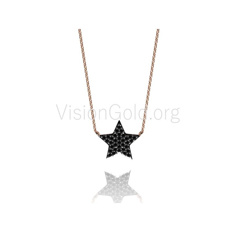 Collar de mujer estrella de plata con circonitas