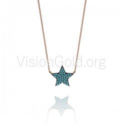 Γυναικείο ασημένιο κολιέ αστέρι με ζιργκόν