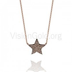 Collar de mujer estrella de plata con circonitas