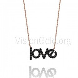 LOVE Word Necklace, Sterling Silver Royal Necklace, Cz Necklace, Dainty Necklace