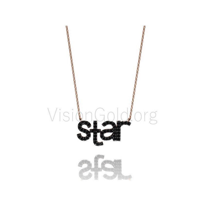 Silber-Stern-Halskette-Stern-Halskette Zirkon-Gold-Halskette