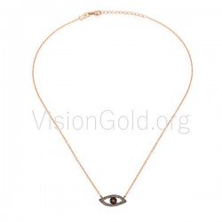 Κολιέ ματάκι-Κολιέ Ματάκι Ροζ Χρυσό Ασήμι 925
