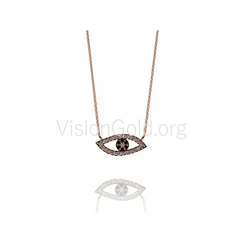 Κολιέ ματάκι-Κολιέ Ματάκι Ροζ Χρυσό Ασήμι 925