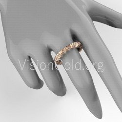 14k Gold Fashion Multiple Heart Ring Silver For Women Wide Band