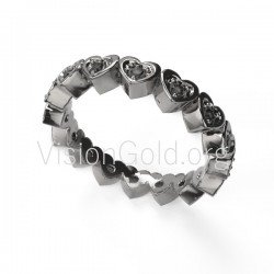 Trendy Γυναικειο Δαχτυλιδι In-Fashion Καρδιες Σε Χρυσο Κ14 Η Σε