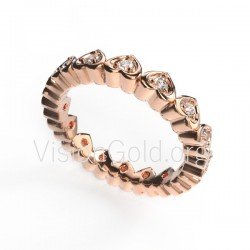 14k Gold Fashion Multiple Heart Ring Silver For Women Wide Band