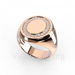 Solid Gold Little Finger Ring / Stylish Dainty Stone Chevalier