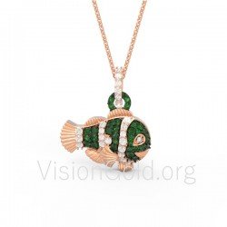 Μενταγιόν ψαράκι με διαμάντια 0294