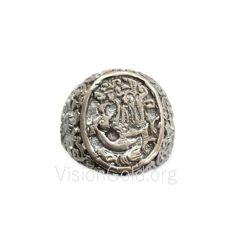 Σκαλιστό ανδρικό δαχτυλίδι 0044