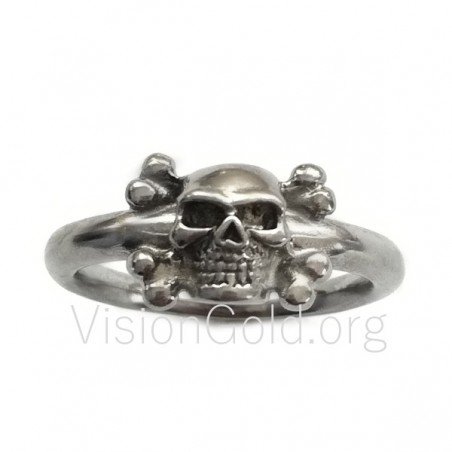 Мужское кольцо-печатка из стерлингового серебра с черепом ручной работы, Кольцо-печатка в готическом стиле с черепом 0047