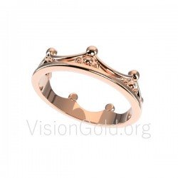 Anillo de corona de haya, anillo de corona de oro rosa, Chevalier de oro rosa, anillos Chevalier 0509