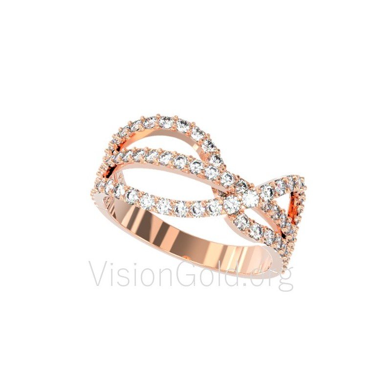 Dainty Gold Spiral fashion with Zircon Ring, Thin Serpent Gold